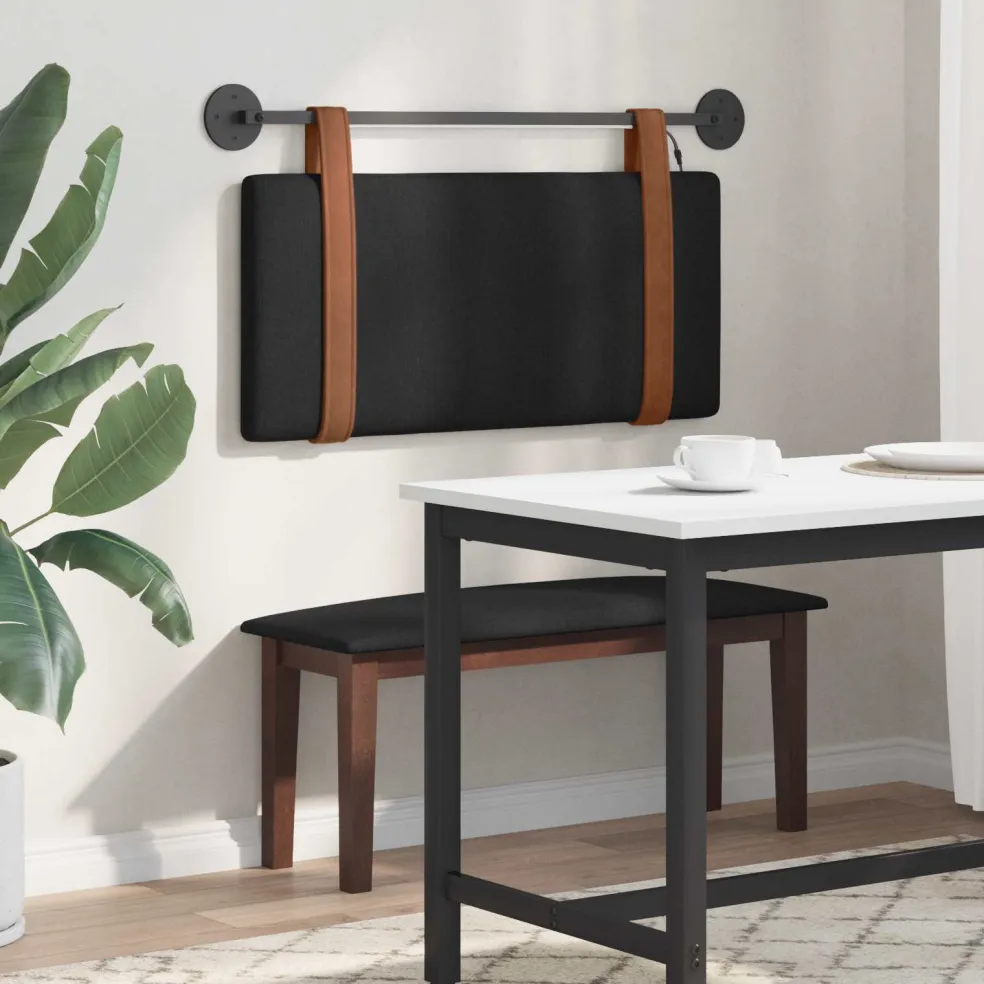 vidaXL Hangend hoofdbord Met LED-verlichting Zwart Antiek PU