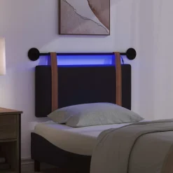 vidaXL Hangend hoofdbord Met LED-verlichting Zwart Antiek PU