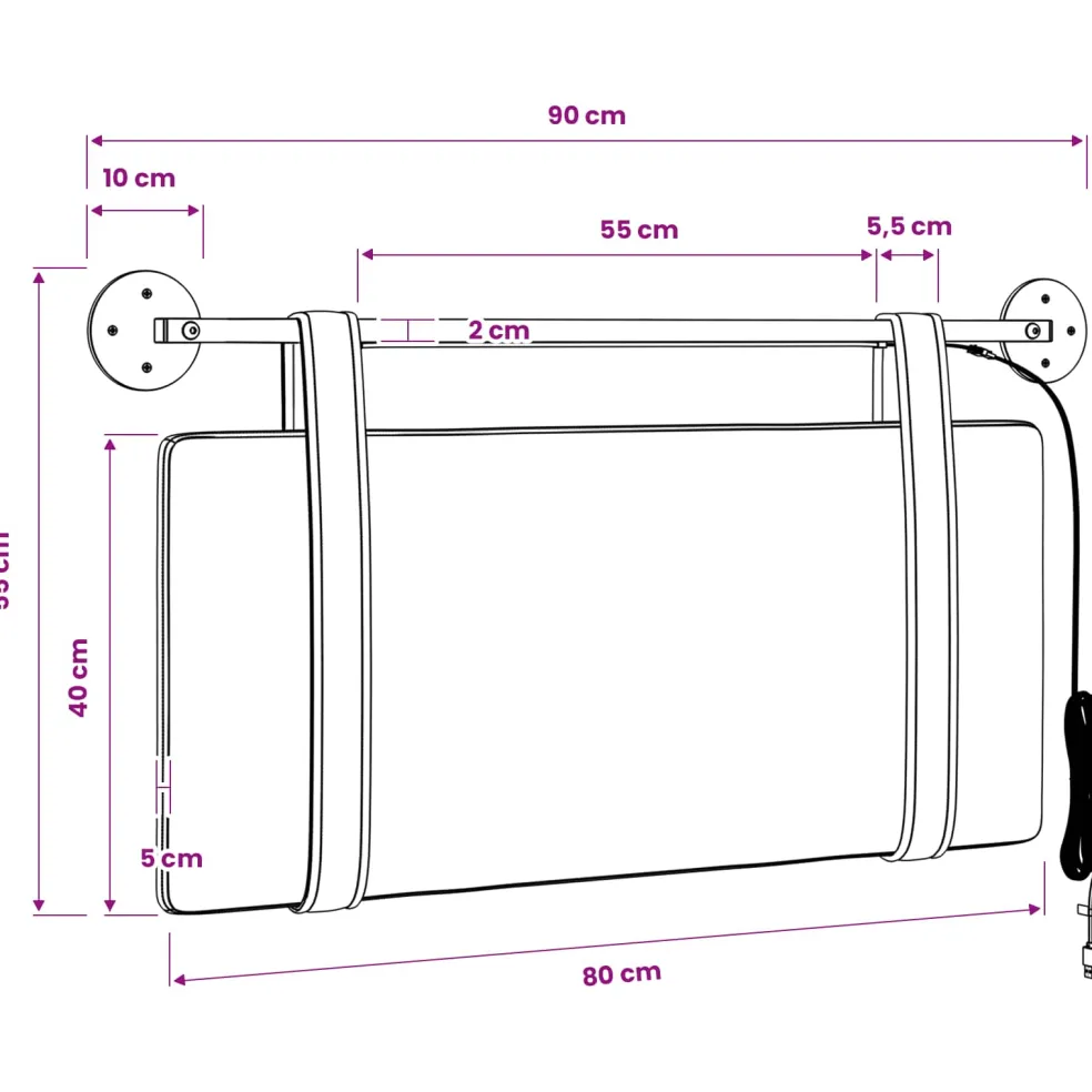 vidaXL Hangend hoofdbord Met LED-verlichting Zwart Antiek PU