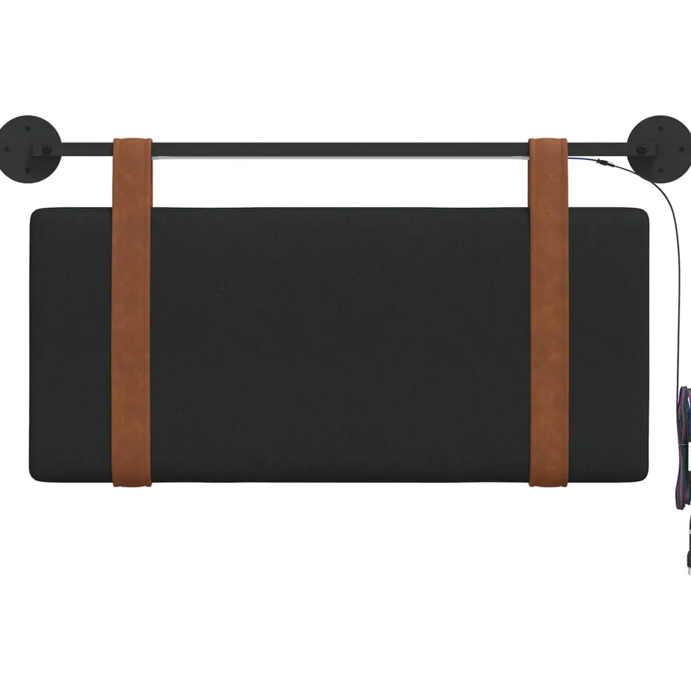 vidaXL Hangend hoofdbord Met LED-verlichting Zwart Antiek PU