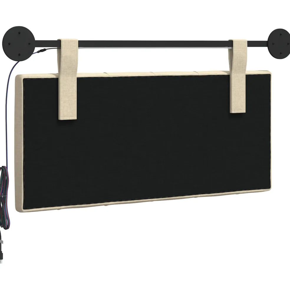 vidaXL Hangend hoofdbord Met LED-verlichting Crèmekleurig Stof