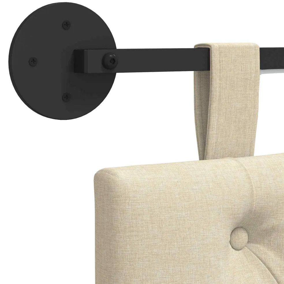 vidaXL Hangend hoofdbord Met LED-verlichting Crèmekleurig Stof