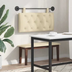 vidaXL Hangend hoofdbord Met LED-verlichting Crèmekleurig Stof
