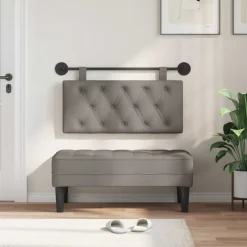 vidaXL Hangend hoofdbord Taupe Stof