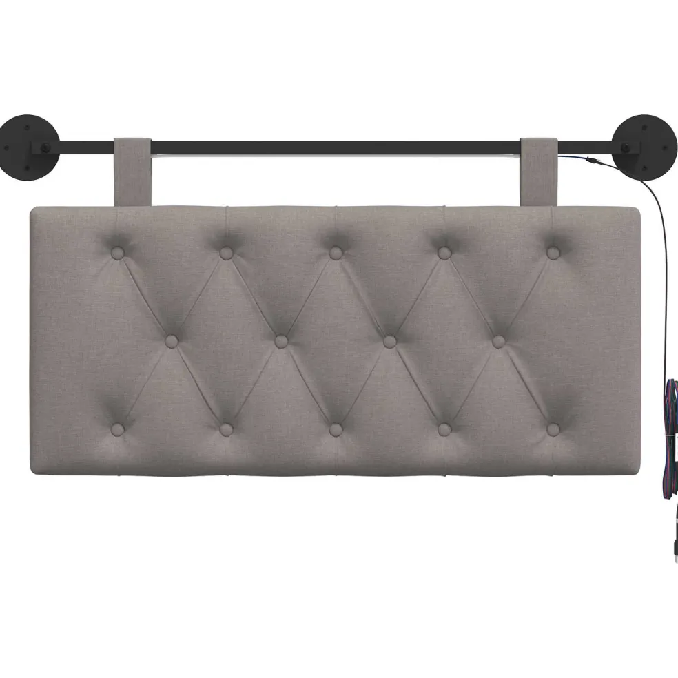 vidaXL Hangend hoofdbord Taupe Stof