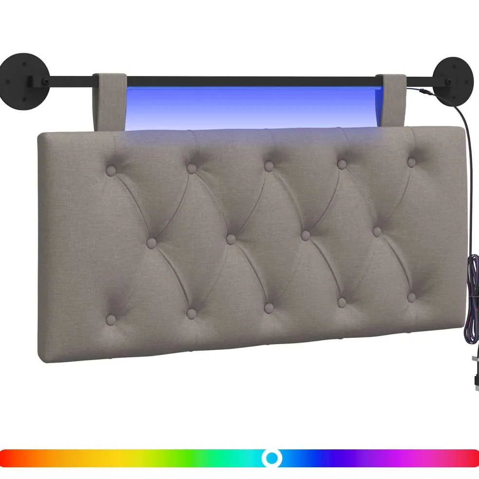 vidaXL Hangend hoofdbord Taupe Stof