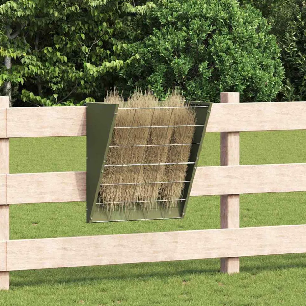 vidaXL Hangend Hooi Feeder Olijfgroen 61 x 33 x 66 cm 5 kg