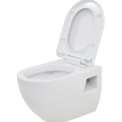 vidaXL Hangend toilet met hoge verbogen stortbak keramiek