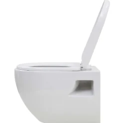 vidaXL Hangend toilet met hoge verbogen stortbak keramiek