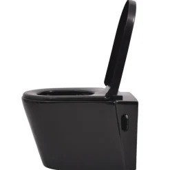 vidaXL Hangend toilet met verborgen stortbak keramiek zwart