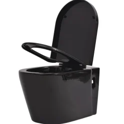 vidaXL Hangend toilet met verborgen stortbak keramiek zwart