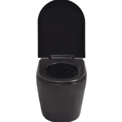 vidaXL Hangend toilet met verborgen stortbak keramiek zwart