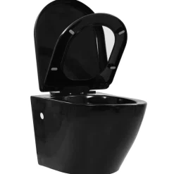 vidaXL Hangend toilet met verborgen stortbak keramiek zwart