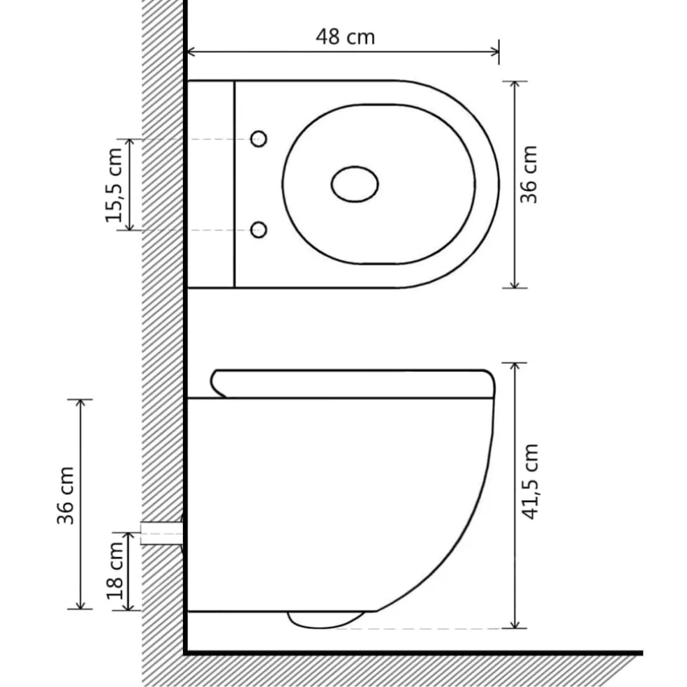 vidaXL Hangend toilet met verborgen stortbak keramiek zwart