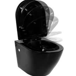 vidaXL Hangend toilet met verborgen stortbak keramiek zwart