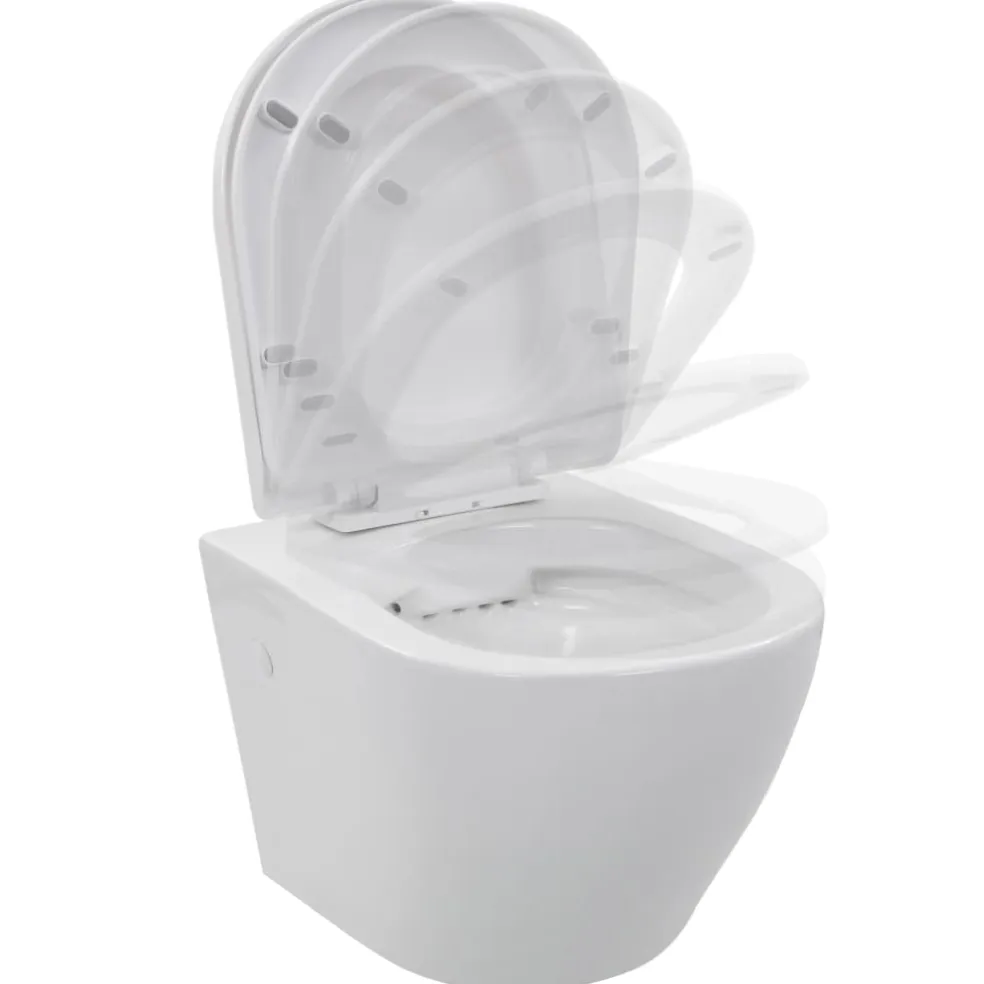 vidaXL Hangend toilet randloos keramiek wit