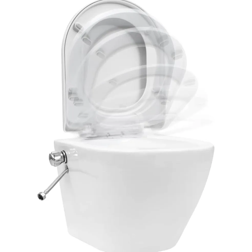 vidaXL Hangend toilet randloos met bidetfunctie keramiek wit