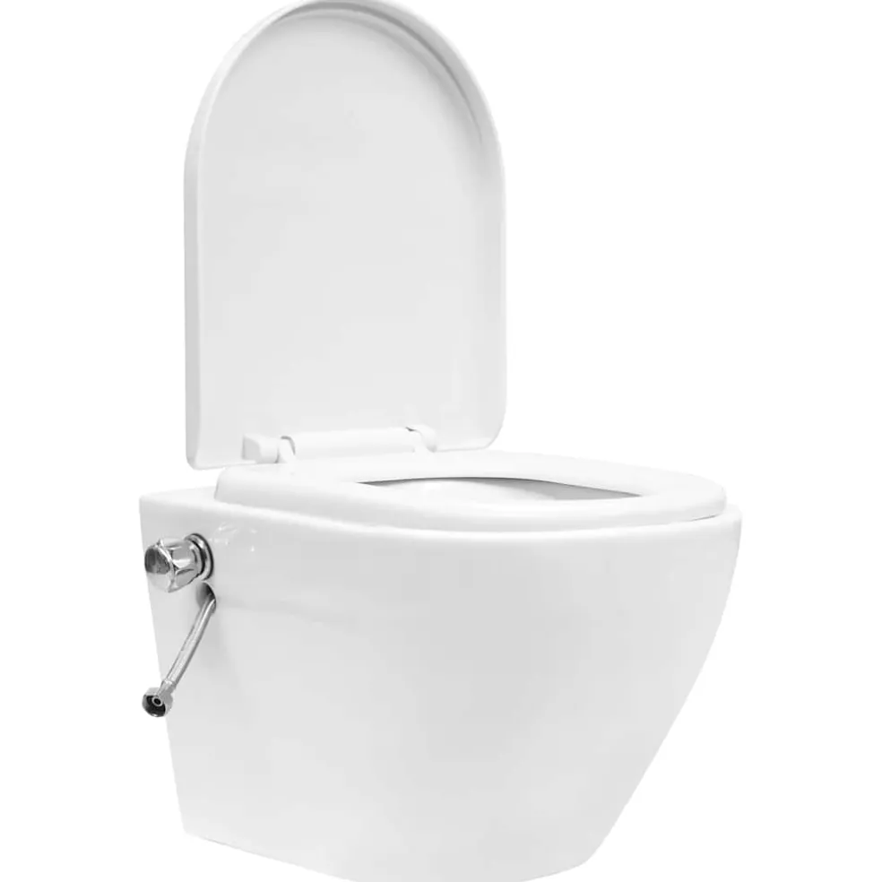 vidaXL Hangend toilet randloos met bidetfunctie keramiek wit