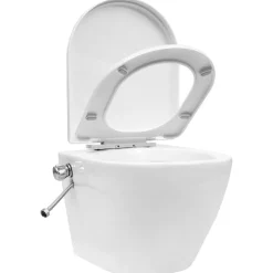 vidaXL Hangend toilet randloos met bidetfunctie keramiek wit