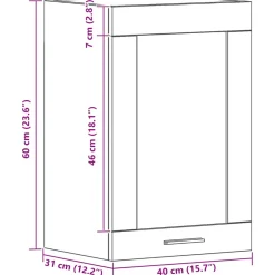 vidaXL Hangglaskast Zwarte Eik 40x31x60 cm Engineered Hout