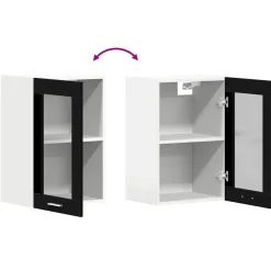 vidaXL Hangglaskast Zwarte Eik 40x31x60 cm Engineered Hout