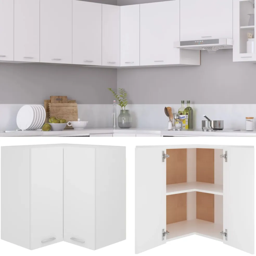 vidaXL Hanghoekkast Lyon 57x57x60 cm bewerkt hout wit