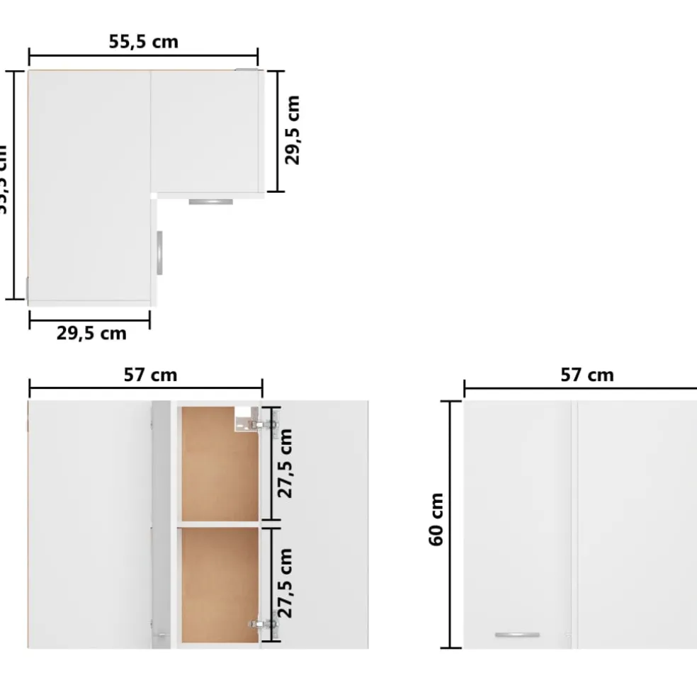 vidaXL Hanghoekkast Lyon 57x57x60 cm bewerkt hout wit