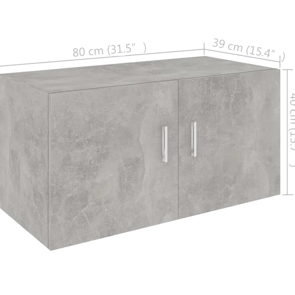 vidaXL Hangkast 80x39x40 cm bewerkt hout betongrijs