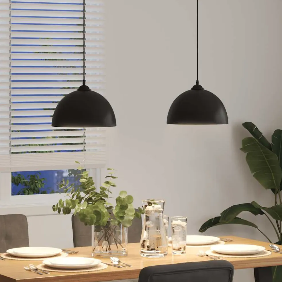 vidaXL Hanglampen 2 st In hoogte verstelbaar E27 30 cm metaal zwart