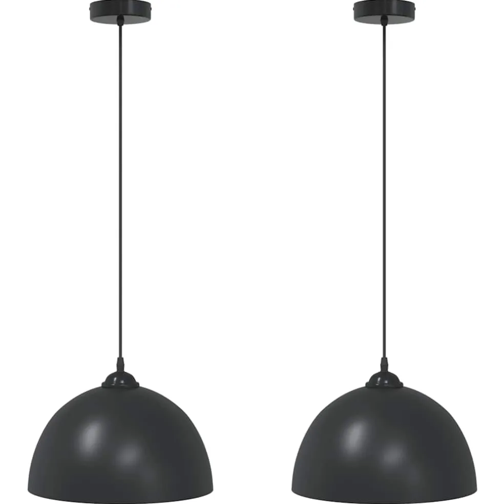 vidaXL Hanglampen 2 st In hoogte verstelbaar E27 30 cm metaal zwart