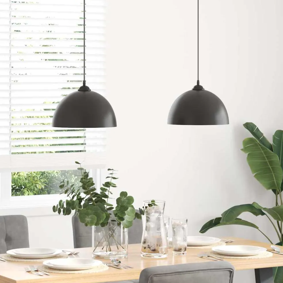 vidaXL Hanglampen 2 st In hoogte verstelbaar E27 30 cm metaal zwart