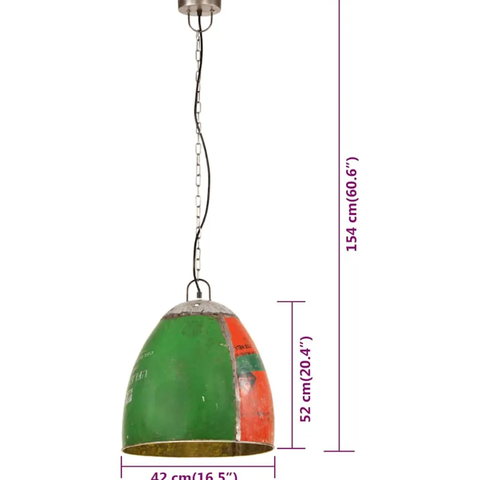 vidaXL Hanglamp industrieel rond 25 W E27 42 cm meerkleurig