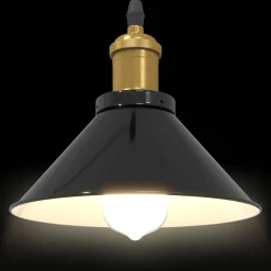 vidaXL Hanglamp in hoogte verstelbaar E27 Ø22 cm metaal glanzend zwart