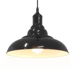 vidaXL Hanglamp in hoogte verstelbaar E27 Ø31 cm metaal glanzend zwart