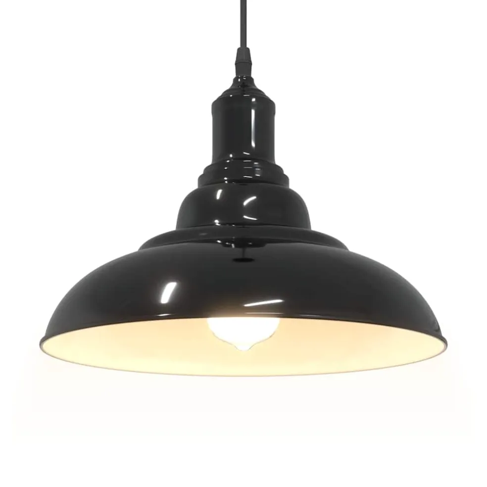 vidaXL Hanglamp in hoogte verstelbaar E27 Ø31 cm metaal glanzend zwart