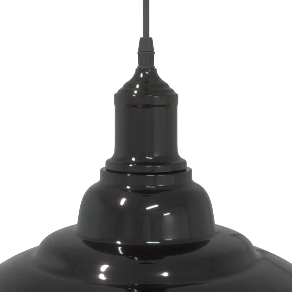 vidaXL Hanglamp in hoogte verstelbaar E27 Ø31 cm metaal glanzend zwart