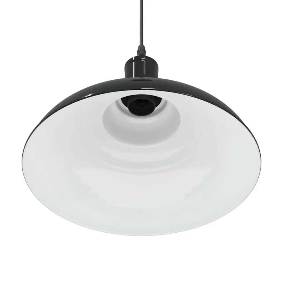 vidaXL Hanglamp in hoogte verstelbaar E27 Ø31 cm metaal glanzend zwart