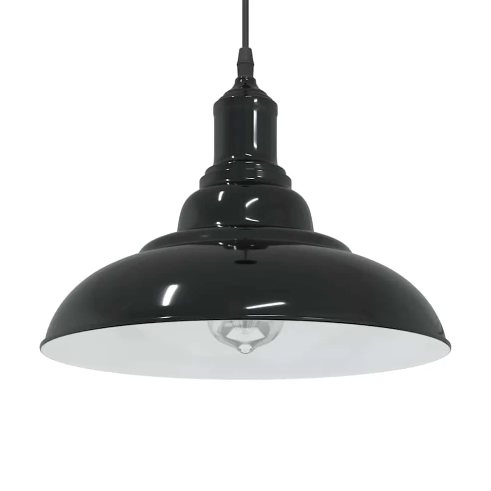 vidaXL Hanglamp in hoogte verstelbaar E27 Ø31 cm metaal glanzend zwart
