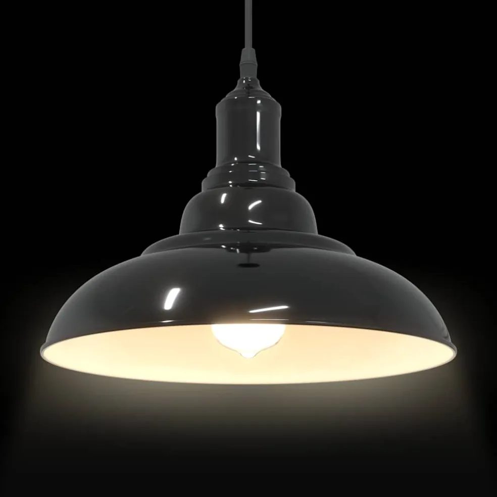 vidaXL Hanglamp in hoogte verstelbaar E27 Ø31 cm metaal glanzend zwart
