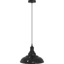 vidaXL Hanglamp in hoogte verstelbaar E27 Ø31 cm metaal glanzend zwart