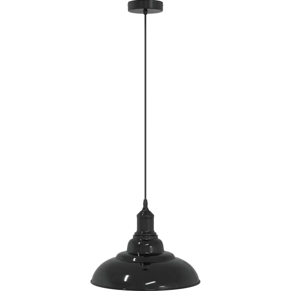 vidaXL Hanglamp in hoogte verstelbaar E27 Ø31 cm metaal glanzend zwart