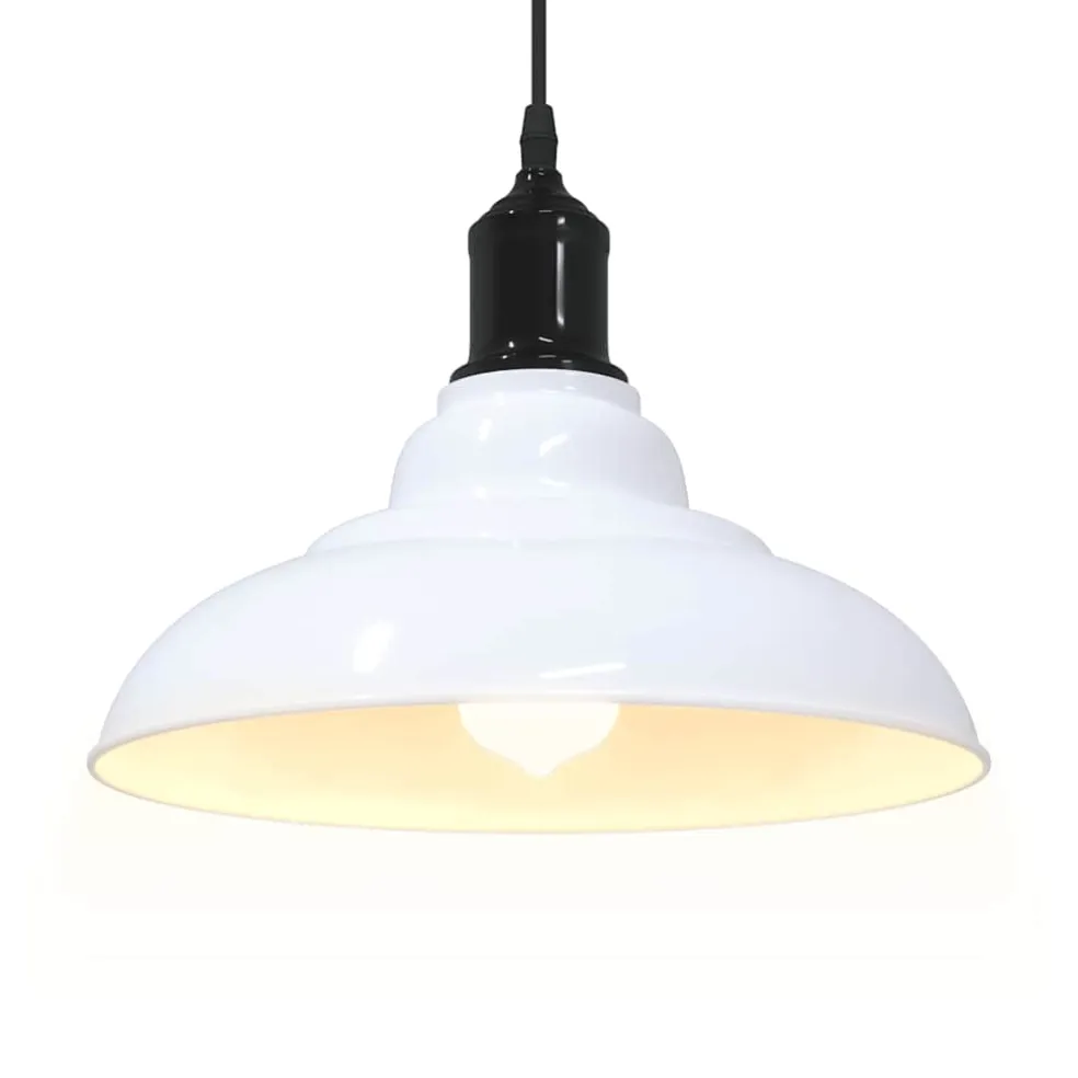 vidaXL Hanglamp in hoogte verstelbaar E27 Ø31 cm metaal glanzend wit