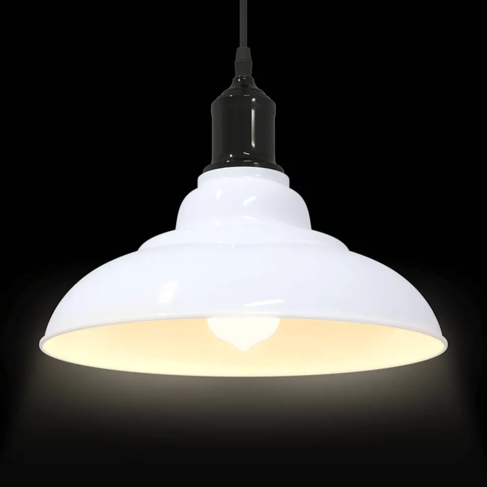 vidaXL Hanglamp in hoogte verstelbaar E27 Ø31 cm metaal glanzend wit