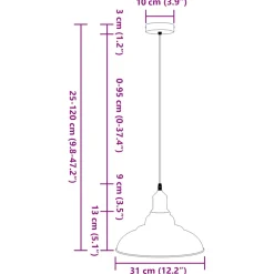 vidaXL Hanglamp in hoogte verstelbaar E27 Ø31 cm metaal glanzend wit