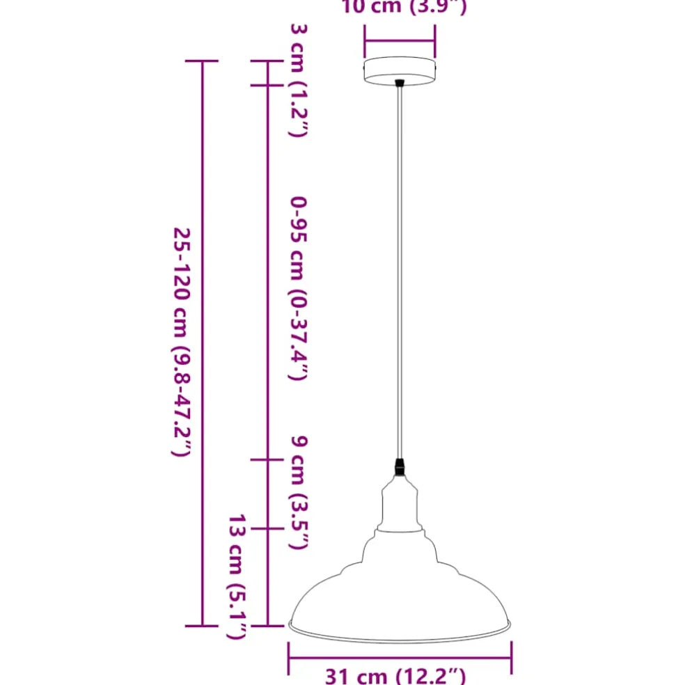 vidaXL Hanglamp in hoogte verstelbaar E27 Ø31 cm metaal glanzend wit
