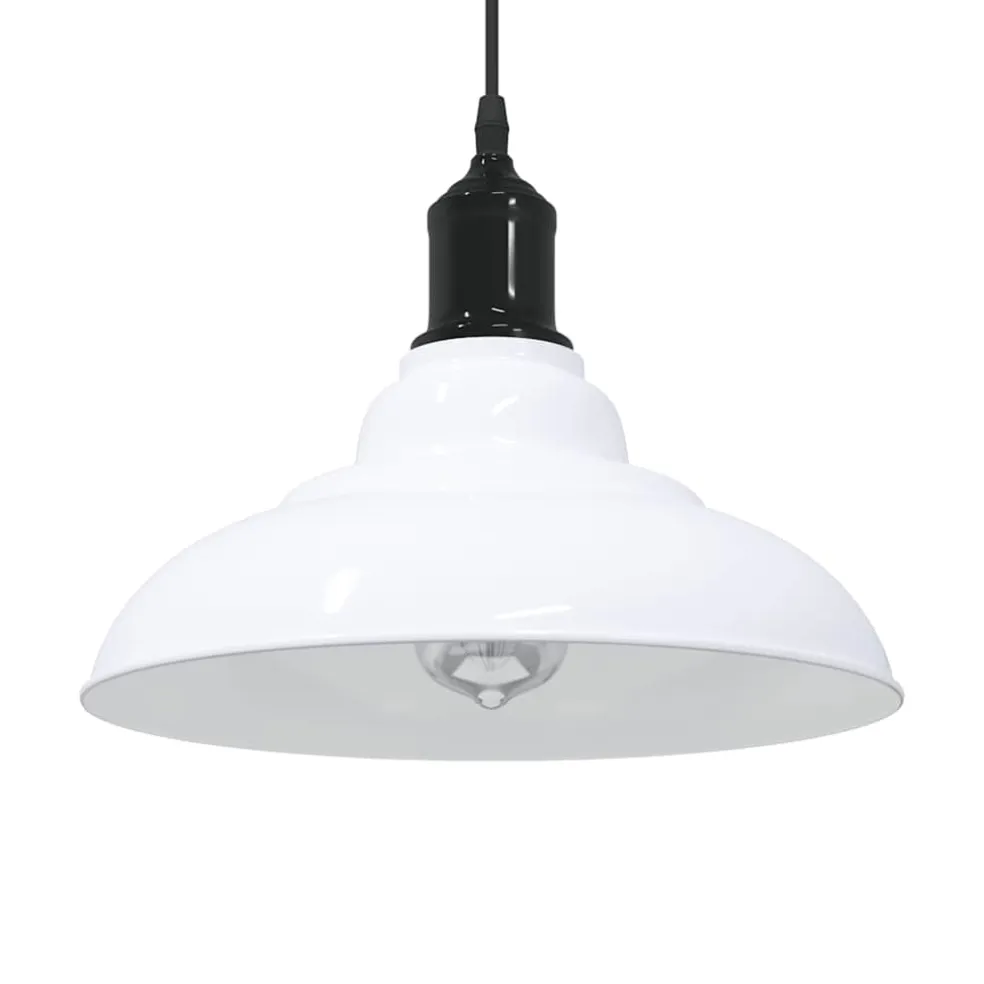 vidaXL Hanglamp in hoogte verstelbaar E27 Ø31 cm metaal glanzend wit