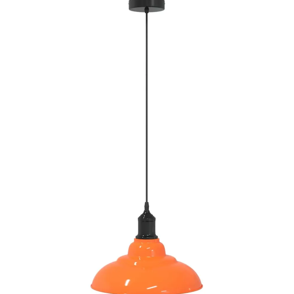 vidaXL Hanglamp in hoogte verstelbaar E27 Ø31cm metaal glanzend oranje