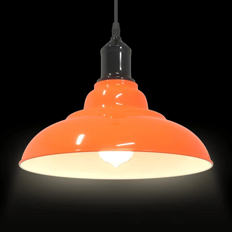 vidaXL Hanglamp in hoogte verstelbaar E27 Ø31cm metaal glanzend oranje