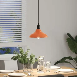 vidaXL Hanglamp in hoogte verstelbaar E27 Ø31cm metaal glanzend oranje