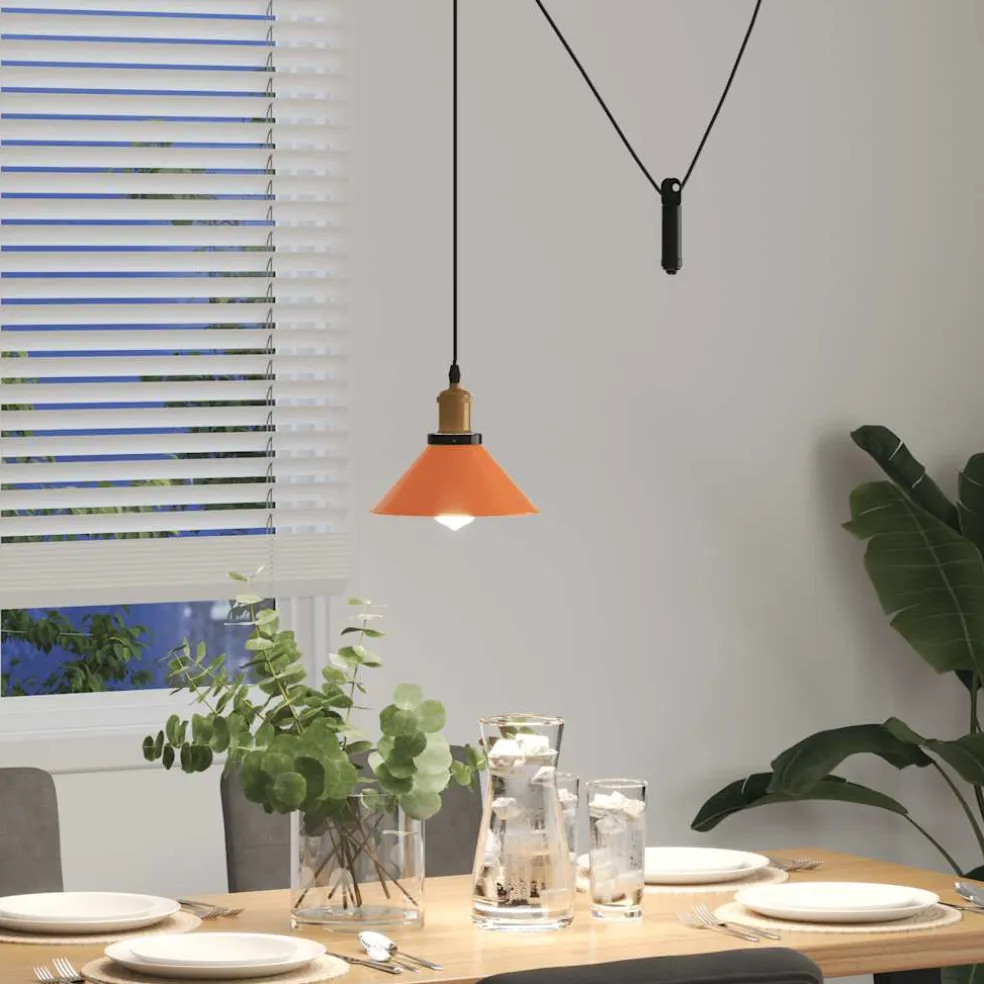 vidaXL Hanglamp in hoogte verstelbaar E27 Ø22cm metaal glanzend oranje